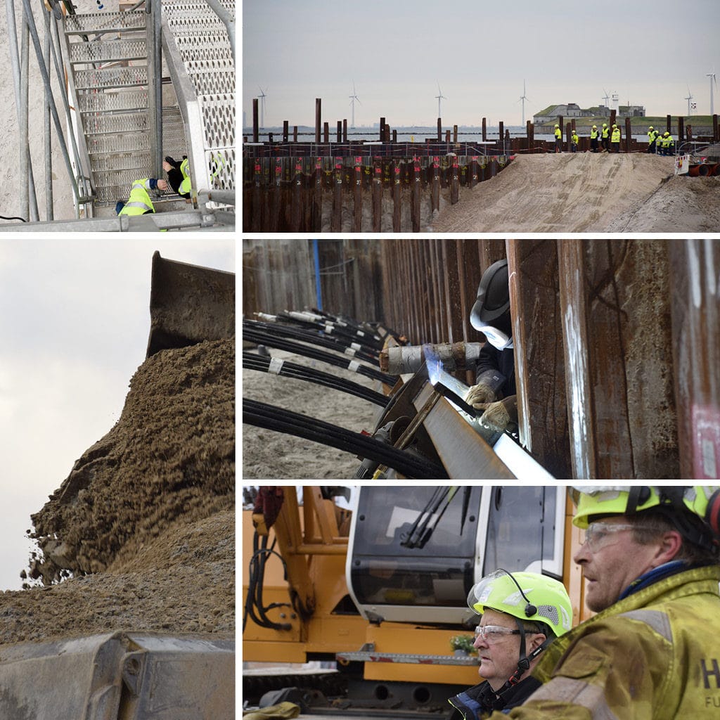 Udgravning af byggegrupe på Kronløbsøens byggeplads. Svensning ved anker.